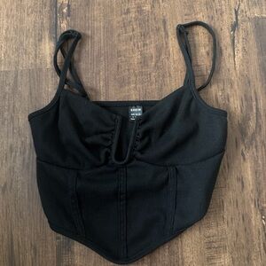 SHEIN Black Ribbed Strappy Top